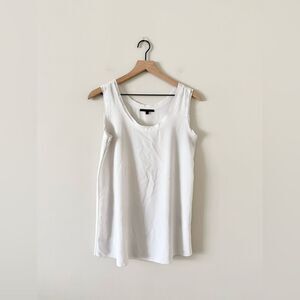Silvian Heach Raw Edge Sleeveless High Scoop Neck Tank in White - Size XS